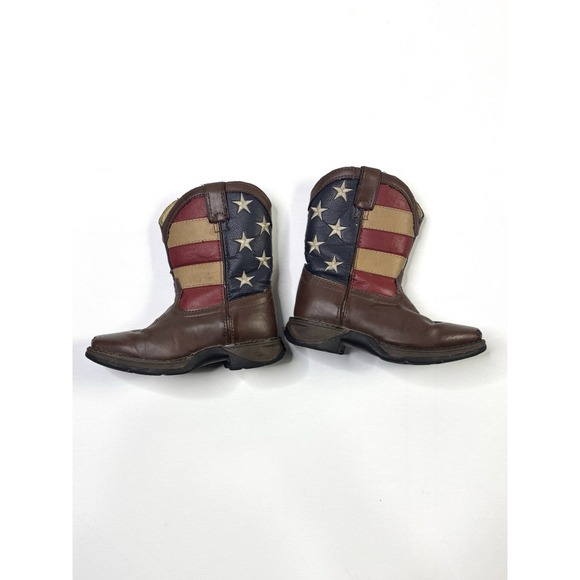 Durango Western Boots Kids 12M Brown America USA Flag Cowboy BT245 - Picture 10 of 16